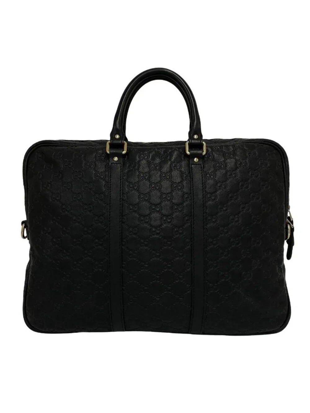 Gucci Guccissima GG Logo Pattern Leather Tote Bag Business Black